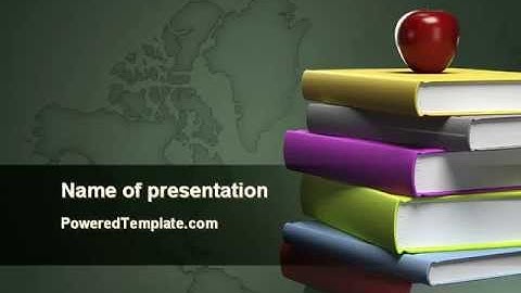 Books Stack and Apple PowerPoint Template by PoweredTemplate.com