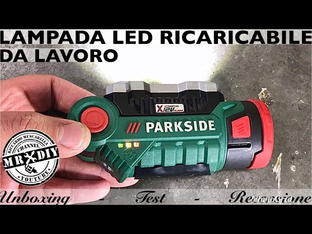 Led lamp, rechargeable from work Parkside Lidl. Battery lamp. plla 12  Headlight light torch 