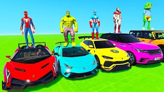 Spiderman Cars Racing Mega Multi Ramp Challenge ! Superheroes Hulk Iron Man Epic Stunt Race - Gta 5