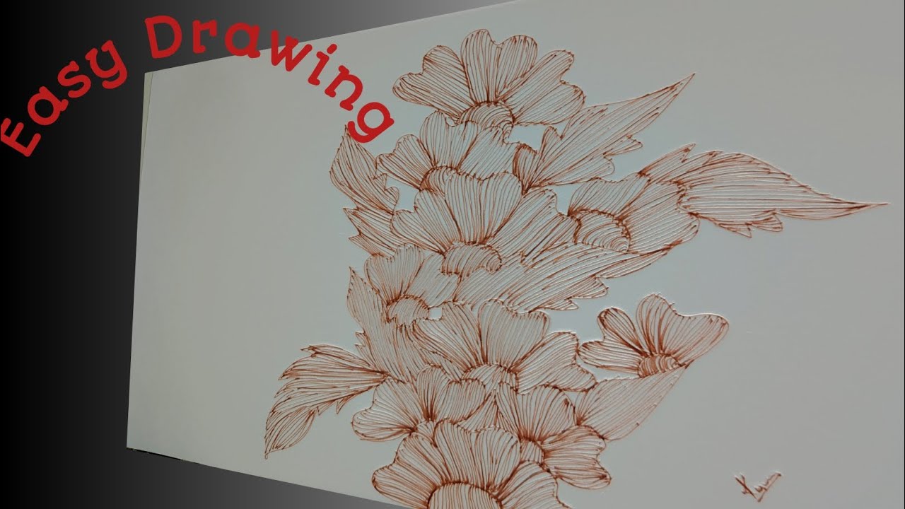 Drawing with F9 Liner||Easy Drawing Flowers
