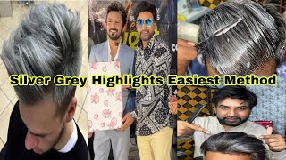 How To : Salt and Pepper Hair Color Highlights For Beginners// silver Gray Hhighlights for Boys