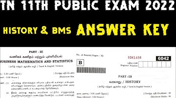 11th Business Maths & Statistics | 11th History | Answer Key | 2022 Public exam
