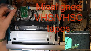 VHSC tape recorded with massive alignment (tracking) error.
