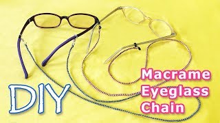 メガネストラップの超簡単な作り方！！Macrame Eyeglass Chain with Beads Tutorial【マクラメ編み】