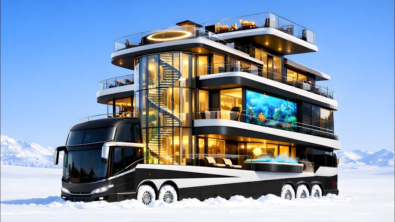 I Turned an Abandoned Double-Decker Bus into a 3-Story Motorhome Mansion in the Snow (ASMR)