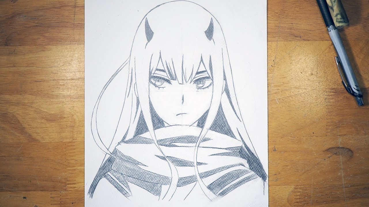 Anime Drawing How to Draw Zero Two Step by Step DARLING in the