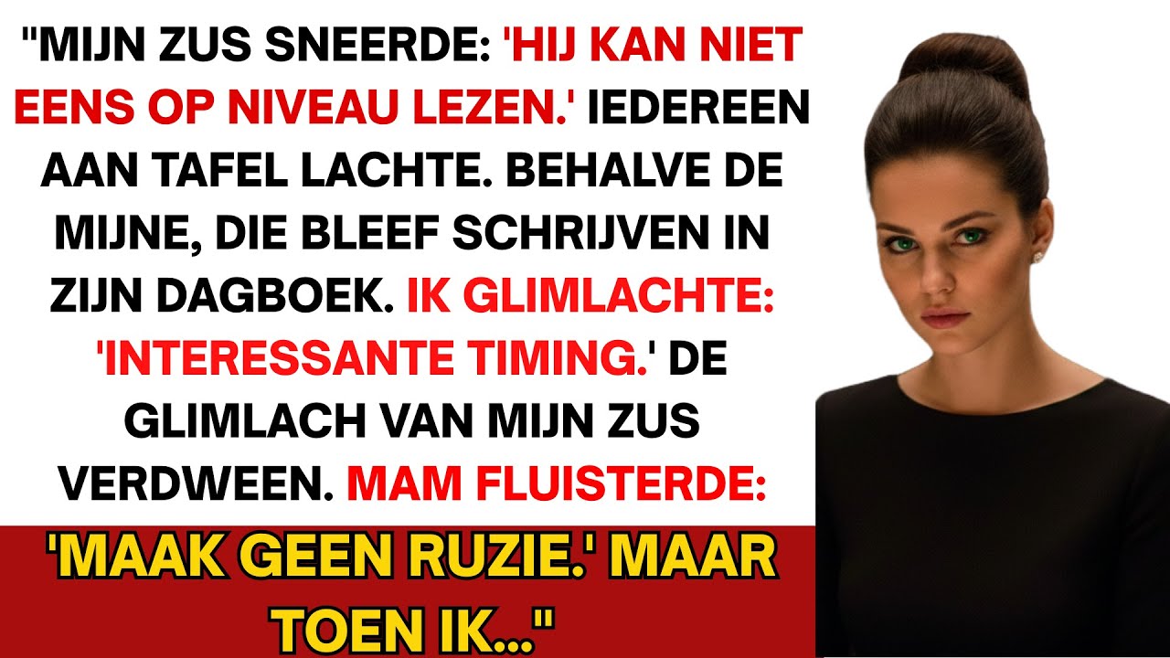 Mijn zus sneerde: 'Je zoon kan niet eens fatsoenlijk lezen.' De familie lachte hard. Behalve mijn...