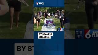 Davenport senior facility residents enjoy summer fun on slip-and-slide