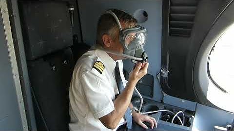 Demonstration of pilot oxygen mask by Airbus test pilot