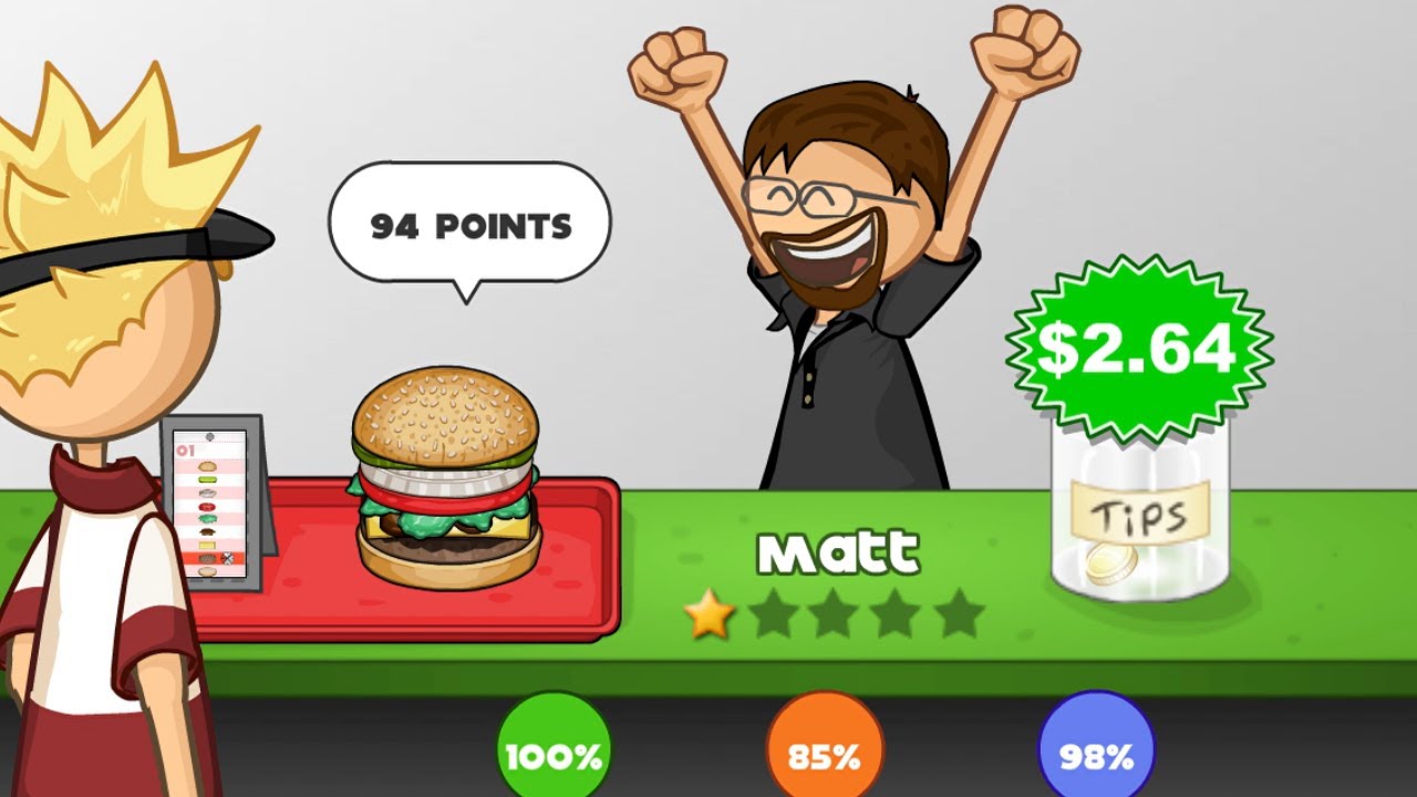 Papa's Burgeria: Unlocking Matt (Rank 15, Burger Stacker) Sushiria