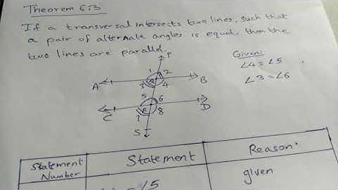 Converse of alternate angles theorem - Theorem 6.3 - Class 9 - Lines and angles - NCERT Syllabus