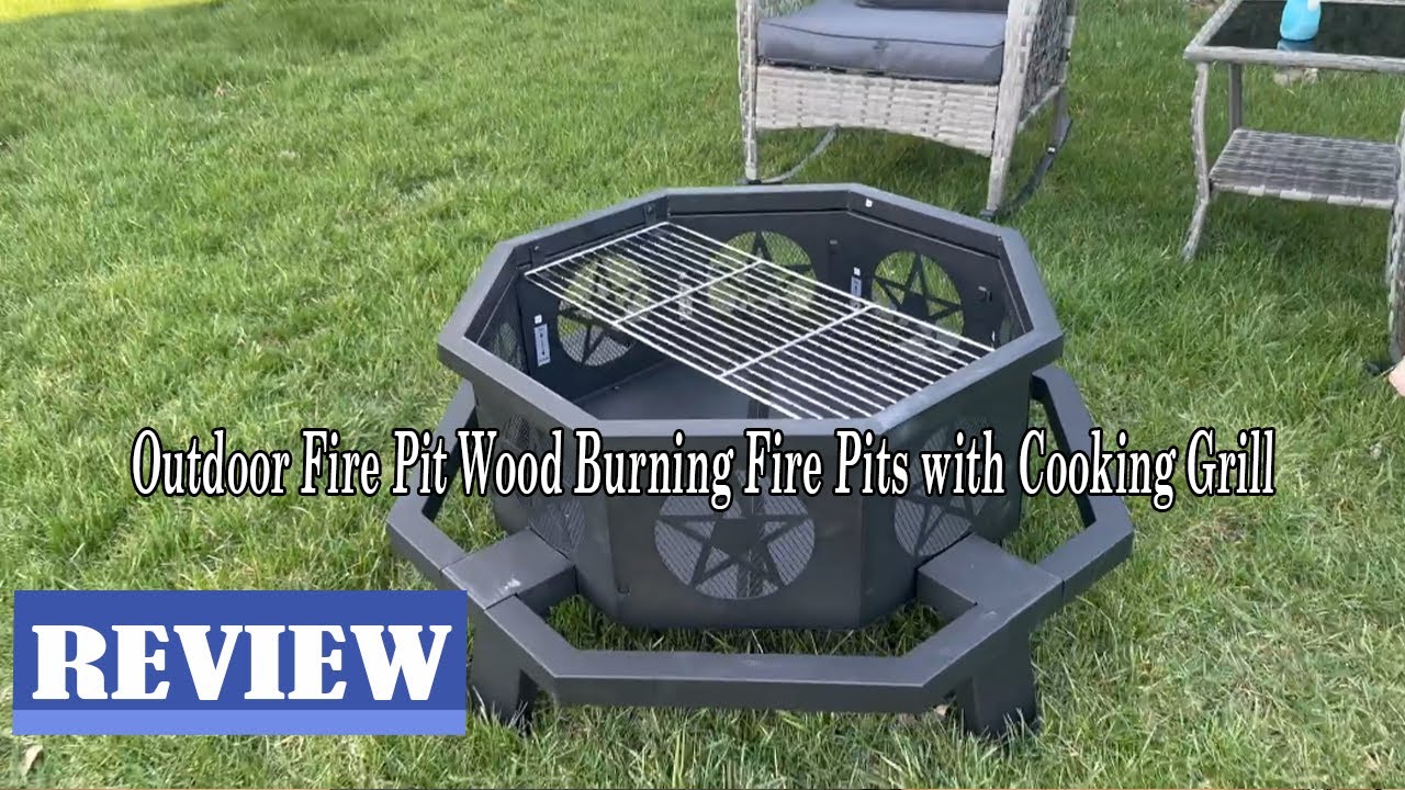SUNOUTLY 35 inch Fire Pit Review - Outdoor Fire Pit Wood Burning Fire Pits with Cooking Grill
