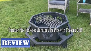 SUNOUTLY 35 inch Fire Pit Review - Outdoor Fire Pit Wood Burning Fire Pits with Cooking Grill