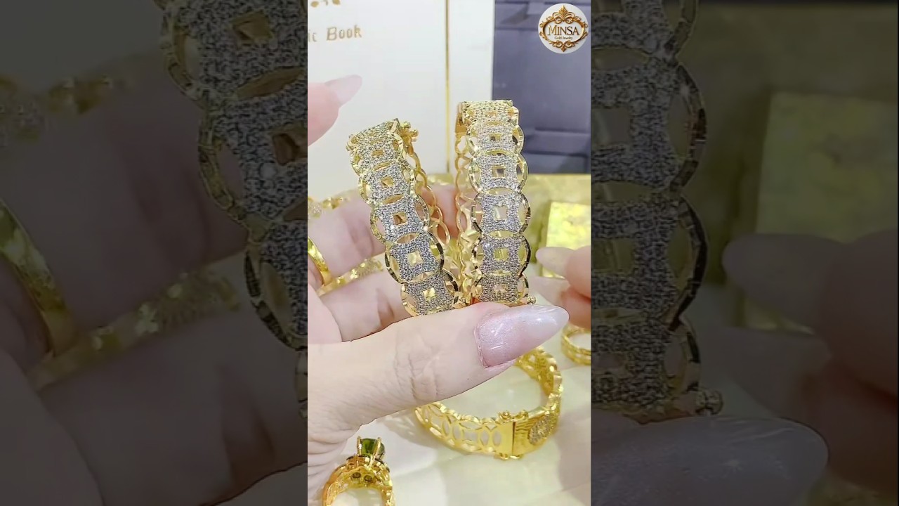 Gold Diamond Bangles set 😍 