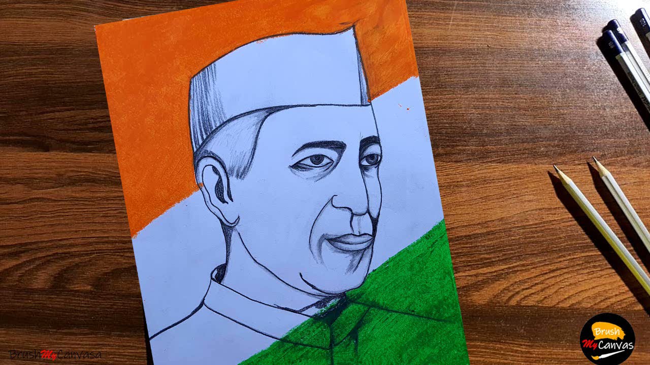 Jawaharlal nehru drawing step by step||happy children's day drawing with  pastel color - YouTube