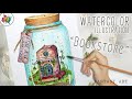 Illustration process with ink and watercolors: Bookstore