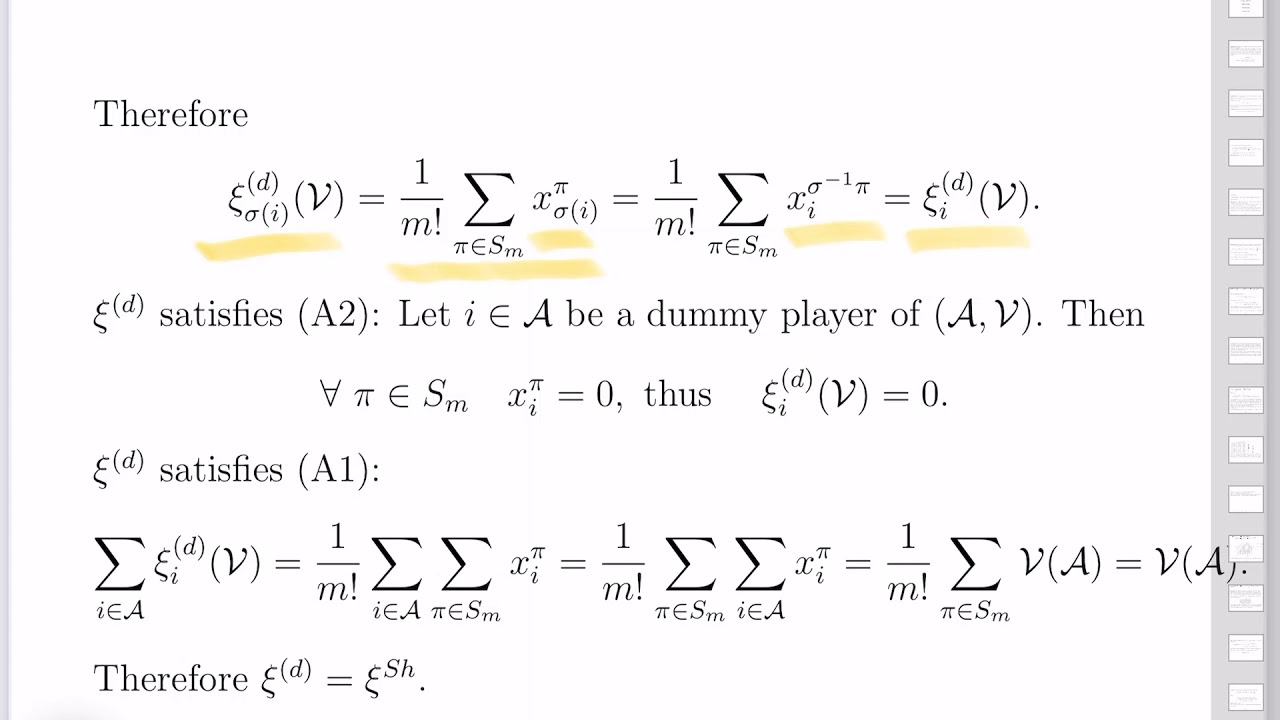 Game Theory: Proof 6.26(d)-(f) - 6.28 - The Shapley value in examples ...