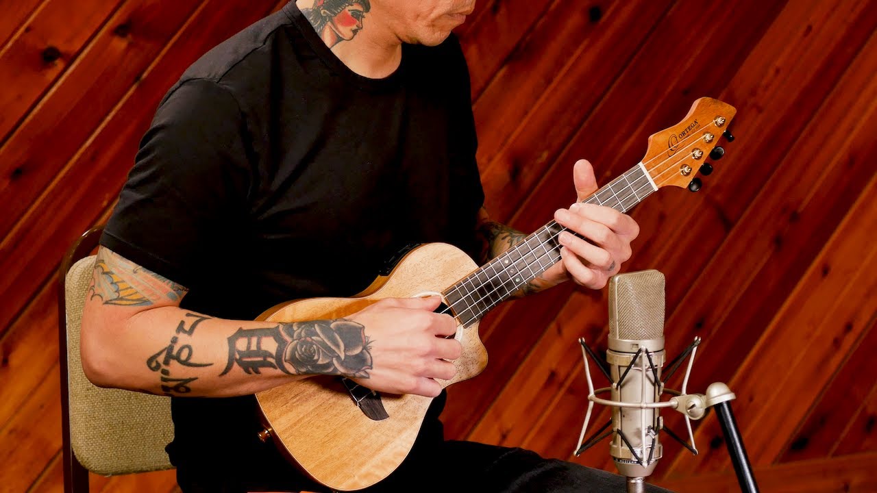 Horizon Concert Ukulele w/ Electronics and Tuner by Ortega Guitars - Mango - RUMG-CE