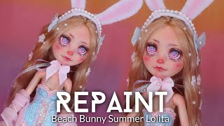 REPAINT ! Beach Bunny Summer Lolita OOAK Ever After High C.A Cupid Doll Custom Tutorial