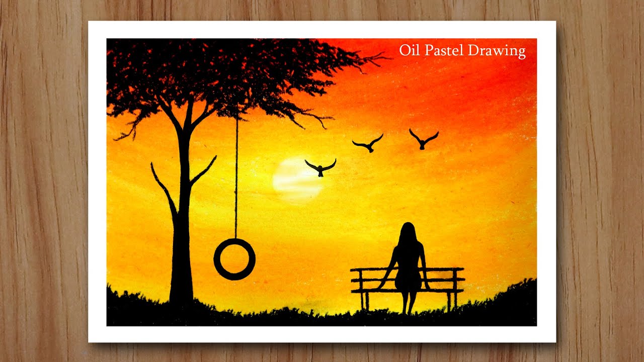 Simple Oil pastel Sunset Landscape Painting for beginners | Oil Pastel  Drawing - YouTube