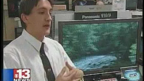 Tommy Hinds on Channel 13 News showing off new TVs!