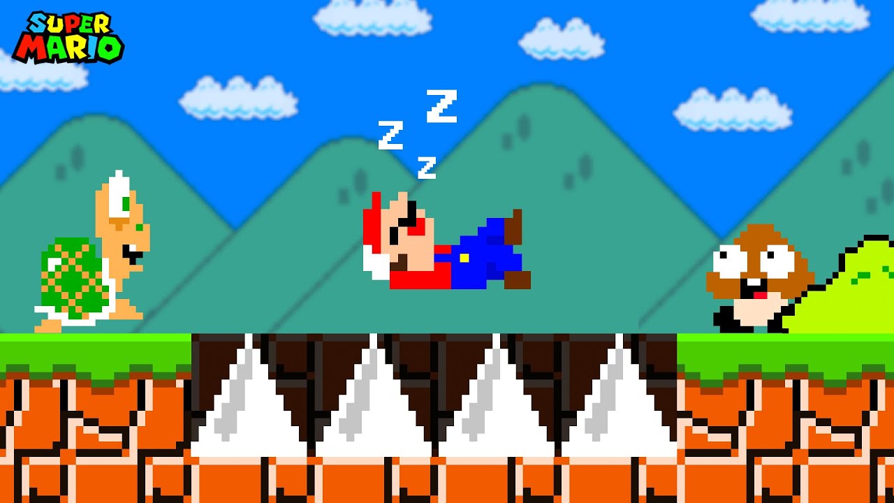 Mario Does Nothing and Still Wins While Sleeping in Super Mario Bros!