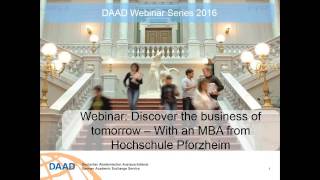 Webinar Discover the business of tomorrow – With an MBA from Hochschule Pforzheim