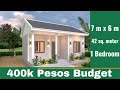 Simple house design 7 x 6 - 400k Pesos Budget 1 bedroom 42sq.m residential