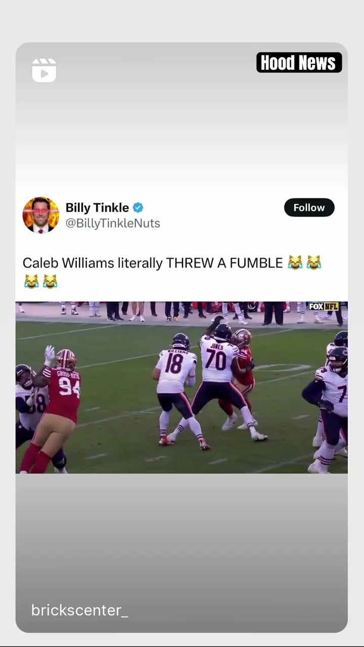 He literally threw a fumble #hoodnews #calebwilliams #chicagobears #football #omg #how #wow