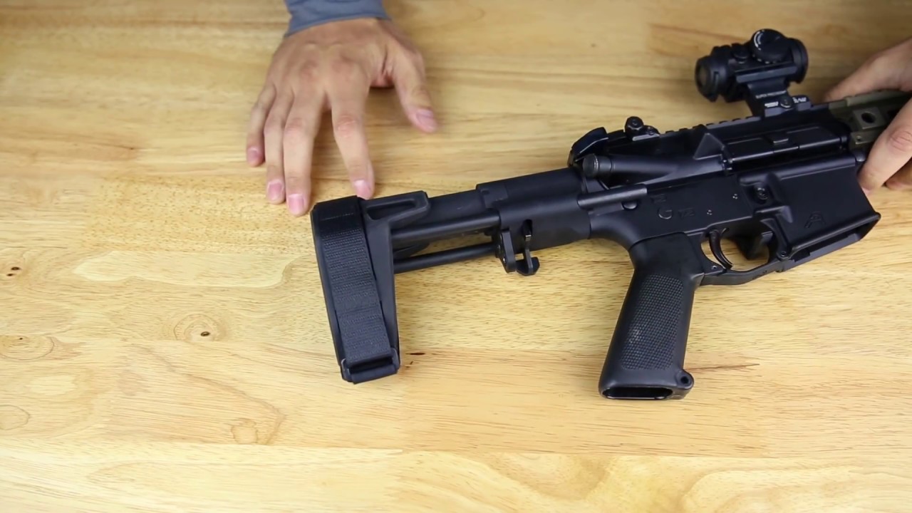 The SBPDW from SB Tactical is three-position adjustable and attaches to the...