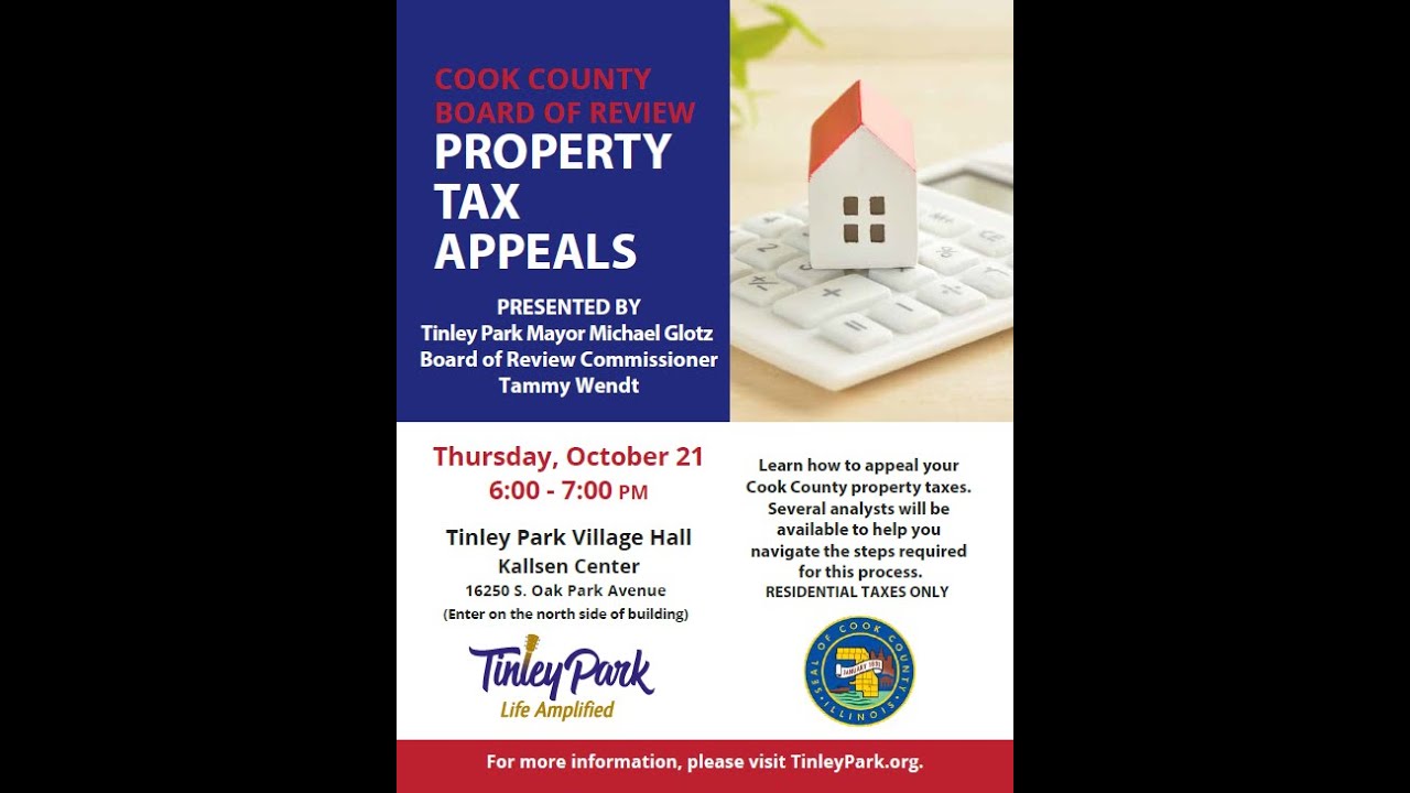Tax Appeal Seminar Invite, Tinley Park (10.21.21) Commissioner Tammy