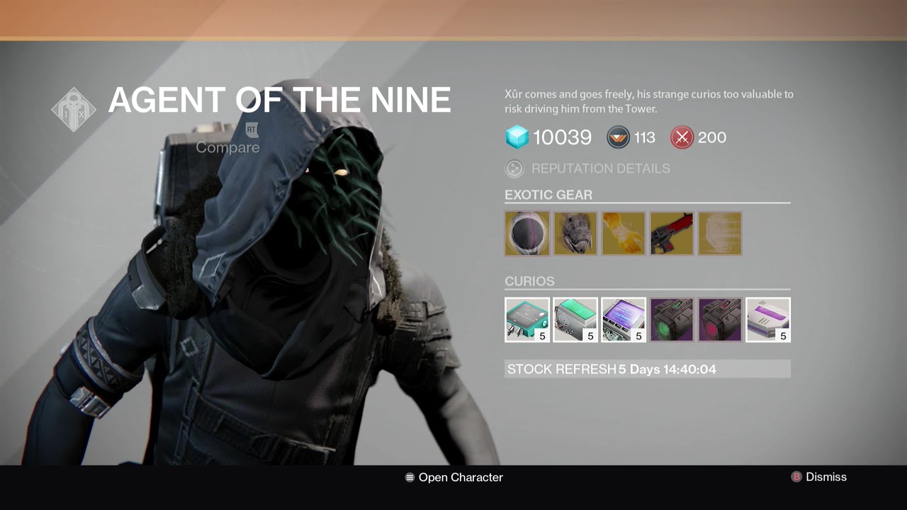 Destiny - Xur's New Location & Items for Sale (Oct. 3 - 5)