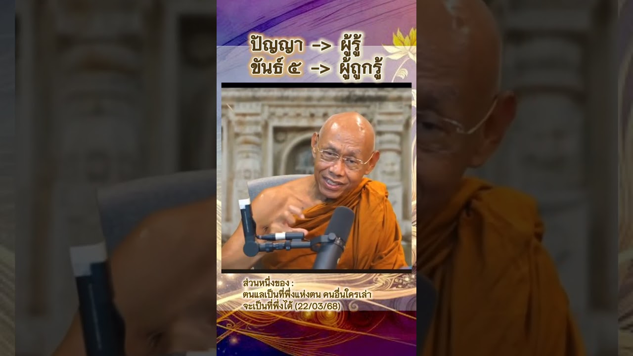 ปัญญา = ผู้รู้, ขันธ์๕ =  ผู้ถูกรู้