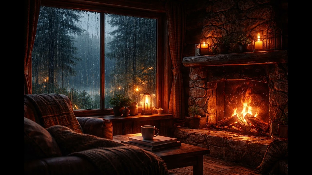 Rain Sounds & Fireplace for Deep Sleep (2 Hours) #deepsleep 