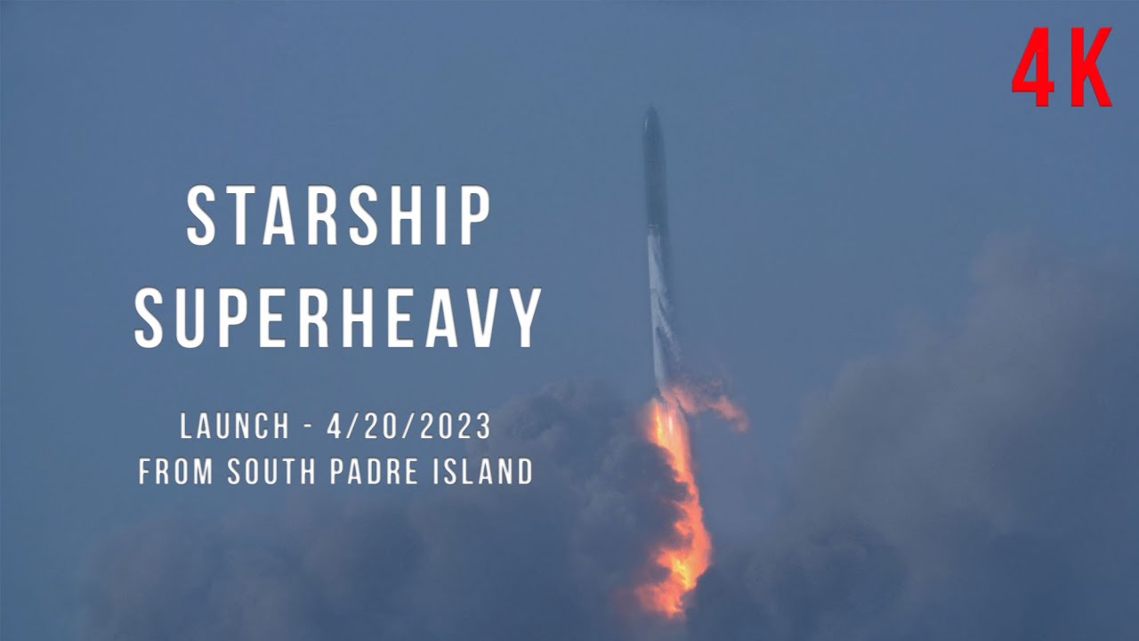 Starship SuperHeavy launch from Starbase, Texas - 4/20/2023 [4k] - YouTube