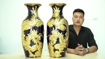 Giới thiệu đôi lộc bình Rồng 24k dát vàng Bát Tràng