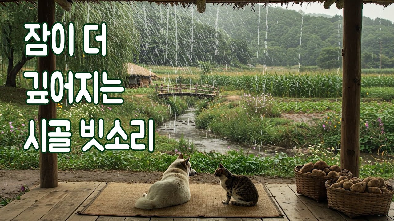 잠이 더 깊어지는 옛날 시골 개천 빗소리｜그리운 풍경으로 불면증 대신 숙면하는 힐링 ASMR