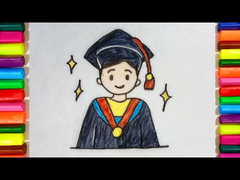رسم سهل رسم ولد يرتدي قبعة التخرج سهل خطوه بخطوه للمبتدئين تعليم الرسم