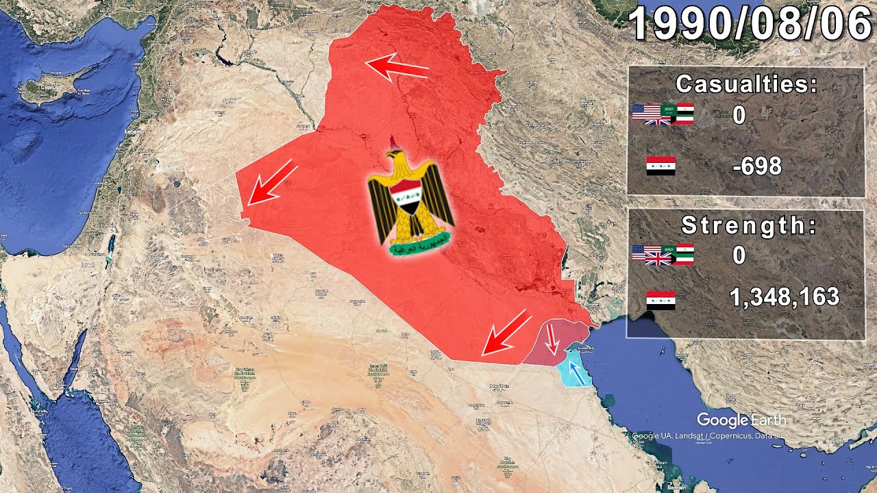 The Gulf War: Every day in 1 minute using Google Earth - YouTube