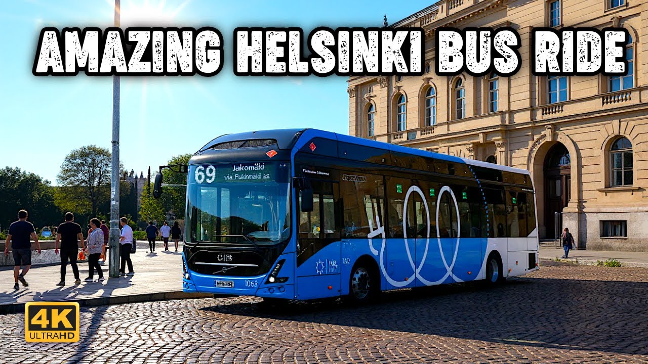 Потрясающая поездка на автобусе по Хельсинки | Маршрут 69 от центра до окраин [4K]