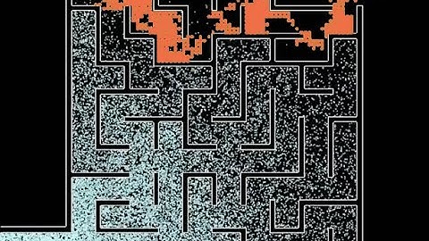 Solving simple maze using particles