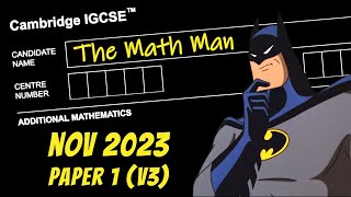 Igcse Add Math Octnov 2023 Paper 1V3 060613On23