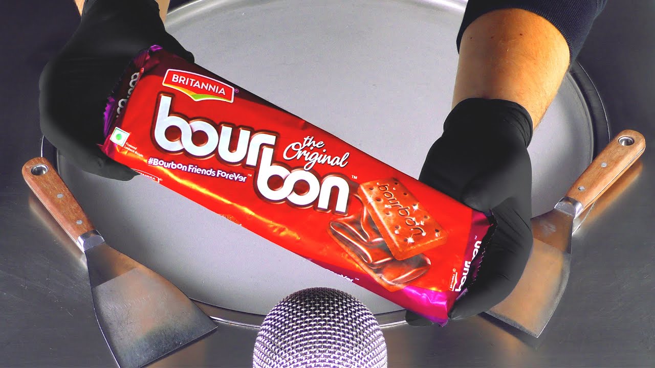 ASMR - India bourbon Ice Cream Rolls | Indian Chocolate Cookie Dessert - satisfying & relaxing Food