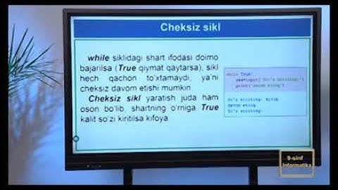 9-sinf. Takrorlanuvchi algoritmlarni dasturlash. while operatori.
