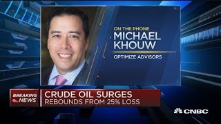 Crude oil surges, rebounds from 25% loss