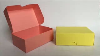 【色画用紙】とても簡単！長方形１枚使い切り、ふたつきの箱  【Paper】 Very easy!  Box with lid made of one rectangle