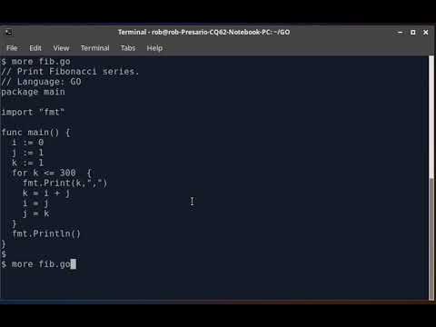 Go Language Program to print Fibonacci Series.