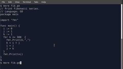 Go Language Program to print Fibonacci Series.