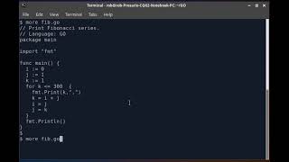 Go Language Program to print Fibonacci Series.