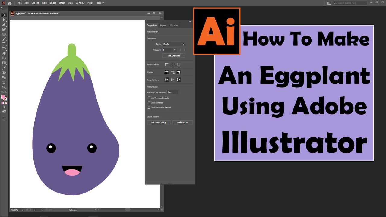 How To Draw An Eggplant Using Adobe illustrator - YouTube